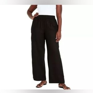 House Of Harlow 100% Linen Wide Leg Pants Size Medium Black